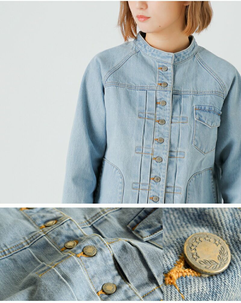 Si-Si-Si スースースー ブリーチ デニム バンドカラー