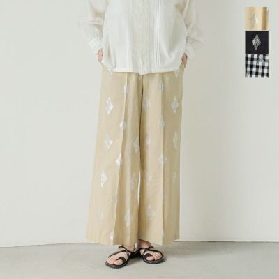 ne Quittez pas ヌキテパ <br>コットン リネン フォイル プリント パンツ “Cotton Linen Foil Print Pants” 010651gv2-mn 2025ss新作 レディース【サイズ交換初回無料】