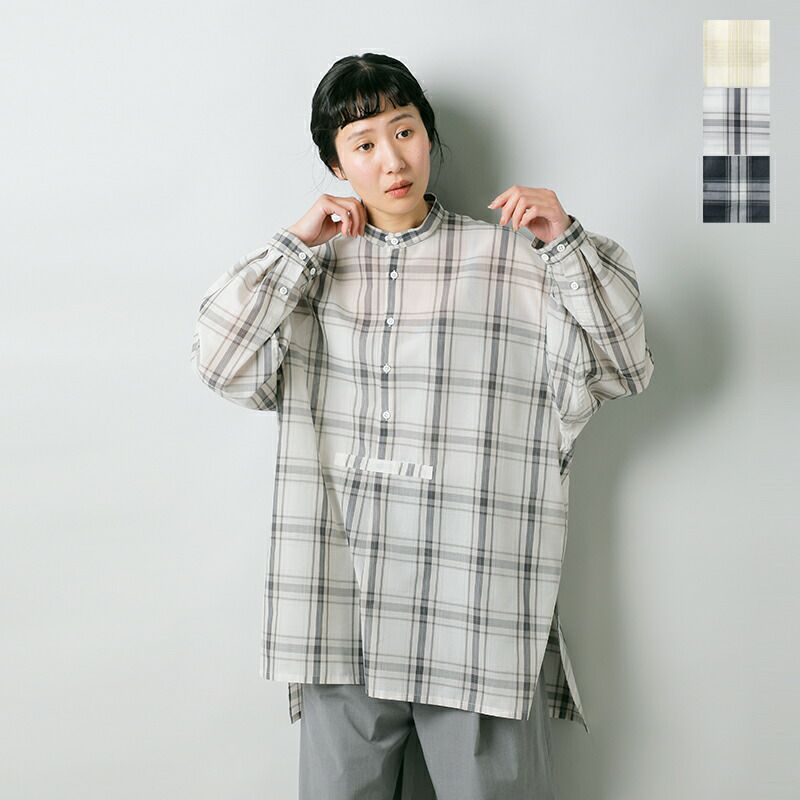 ミナペルホネン 安らげ チェック ld1056 bonheur シャツブラウス 38 