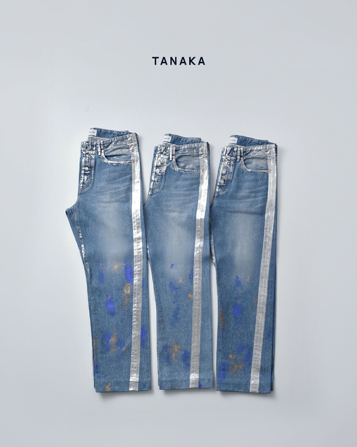 TANAKA タナカ コットン セルビッチ デニム ミッドライズ ストレート 