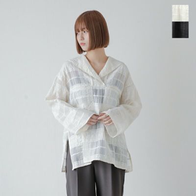 Hella ヘラ <br>シアー チェック レース ブラウス “SHEER CHECK BLOUSE” h251-15-kk 2025ss新作 レディース
