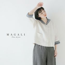 MAGALI マガリ キャンバスリネン セーラーカラー ブラウス bl261 MAGALI マガリ キャンバスリネン セーラーカラー ブラウス bl261