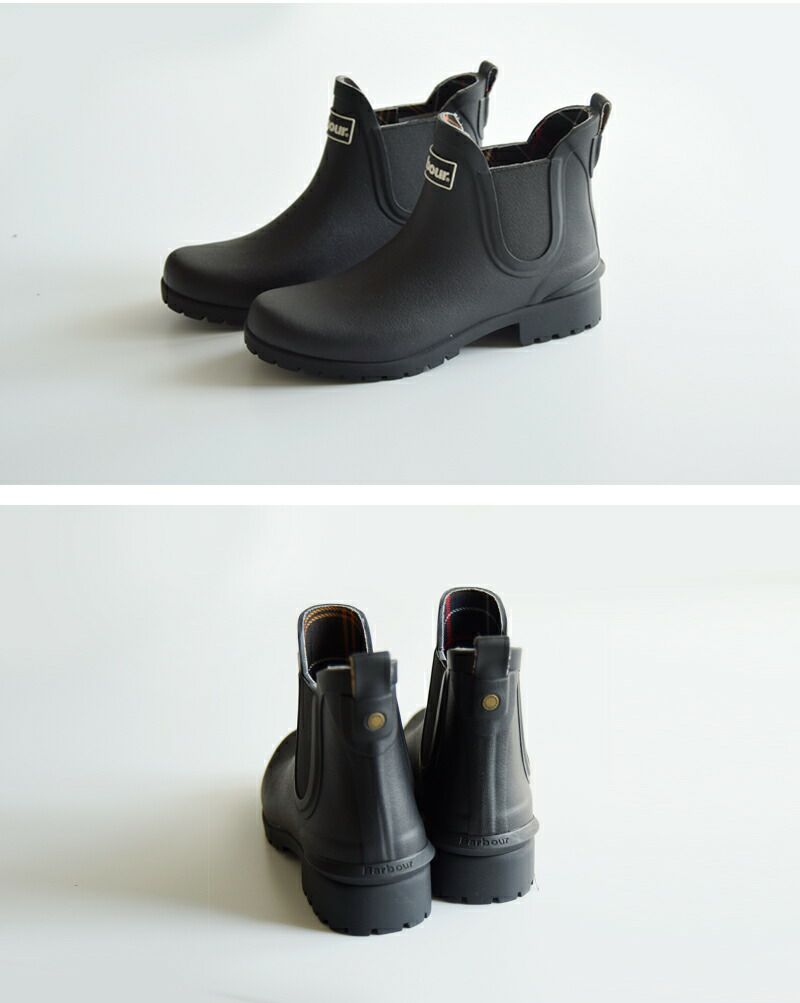 Barbour FOOTWEAR ブラック チェルシーブーツ Barbour バブアー サイドゴア ショート ブーツ “wilton chelsea welly