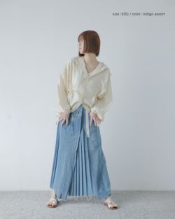 ☆【10年デニム】リメイク風バイカラーデニムスカート