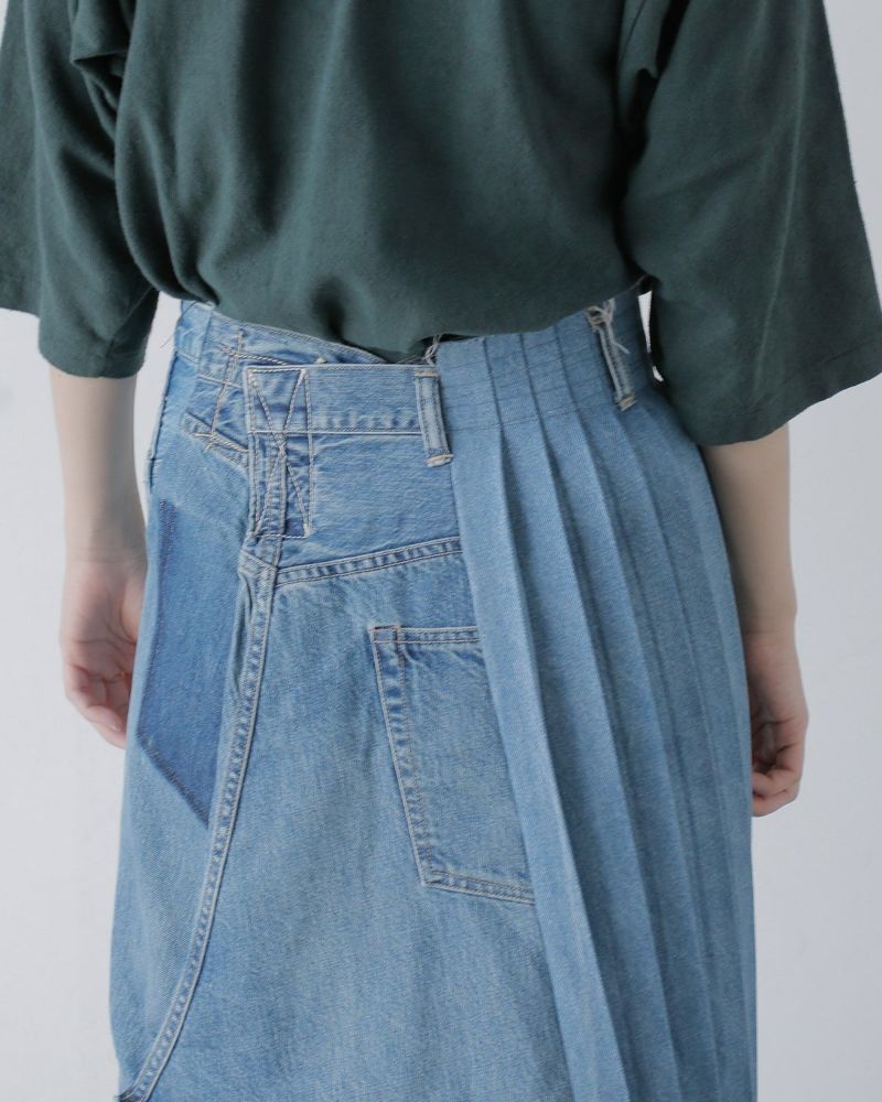 KURO クロ リメイク デニム プリーツ スカート “REMAKE DENIM