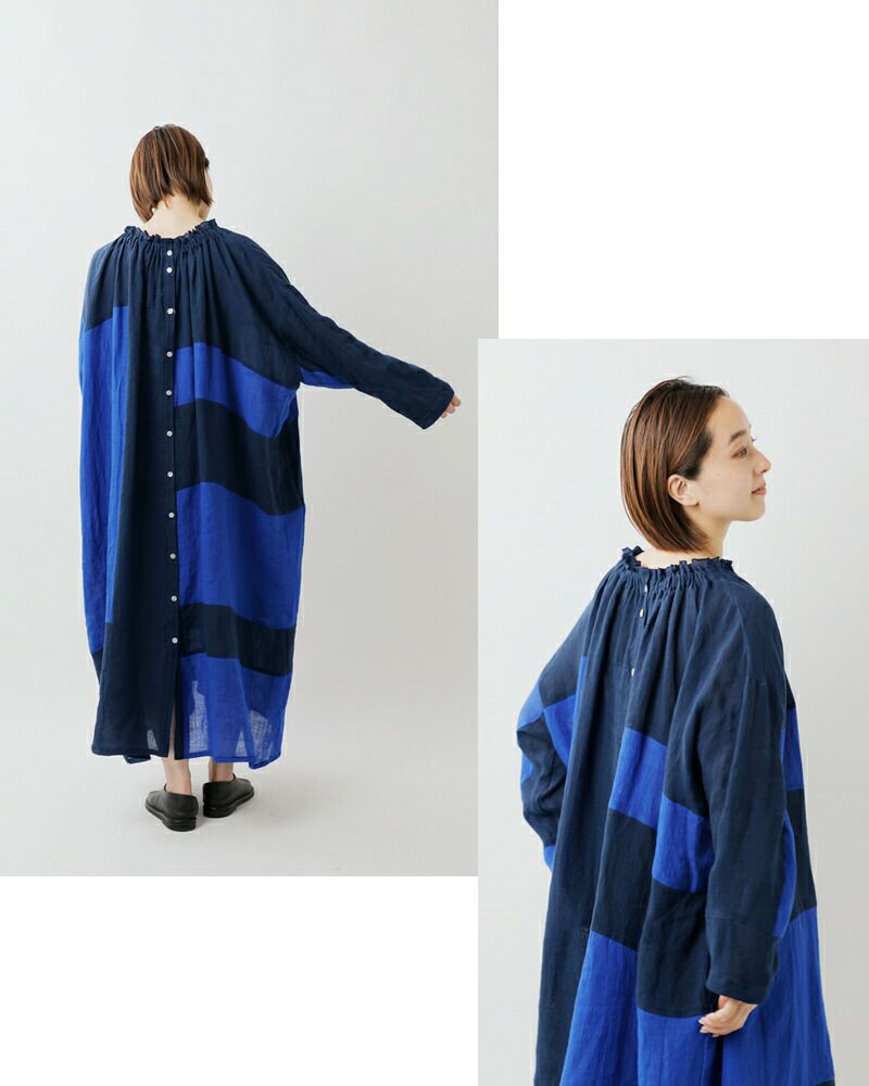 美品 ツムグ tumugu ドット柄リネンジャガードシャツワンピース 日本製 美品 ツムグ tumugu ドット柄リネンジャガードシャツワンピース