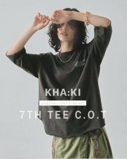 クーポン対象】kha:ki カーキ コットン 天竺 7分袖 プリント T