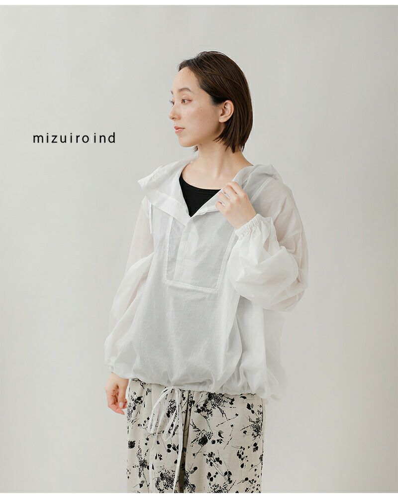mizuiro ind ミズイロインド コットン ローン フーデッド シャツ mizuiro ind ミズイロインド コットン ローン フーデッド シャツ