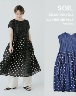SOIL ソイル コットン ボイル ドット プリント ギャザー