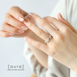 自信をくれる❤︎大ぶりリング aura オーラ シルバー925 シック チェーン ピンキーリング
