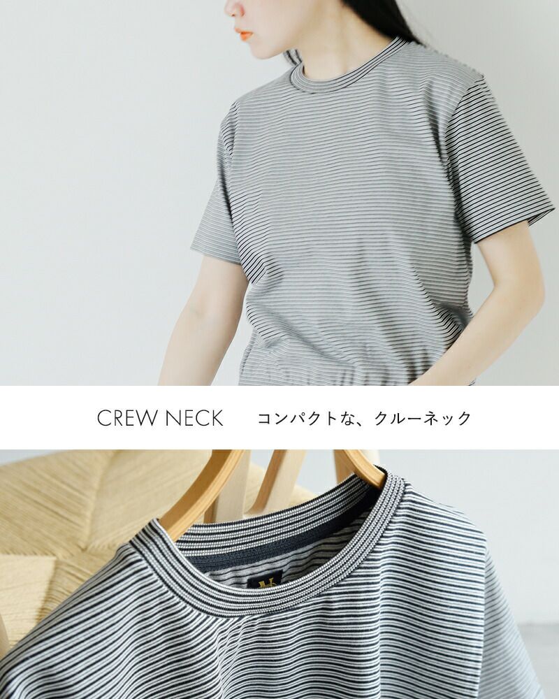 BATONER ブラック スムース編み 半袖Tシャツ/
