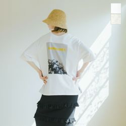 whyto ホワイト コットン 2way フォトプリント Tシャツ “2WAY