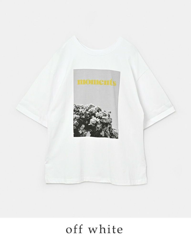 whyto ホワイト コットン 2way フォトプリント Tシャツ “2WAY