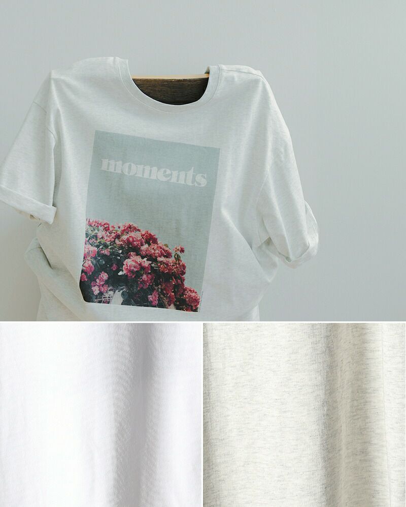 whyto ホワイト コットン 2way フォトプリント Tシャツ “2WAY