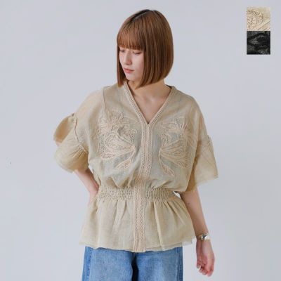 Hella ヘラ コットン シルバーラメ エンブロイダリー ブラウス “EMBROIDERY BLOUSE” h251-05-kk 2025ss新作 レディース