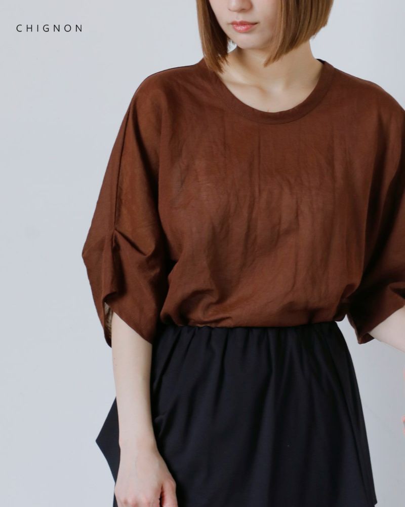 CHIGNON シニヨン シアー カットT ブラウス 8752-177ye-kk CHIGNON シニヨン シアー カットT ブラウス 8752-177ye-kk