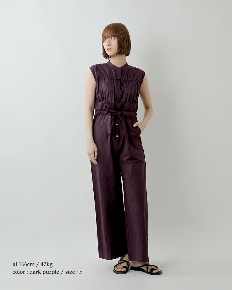 BERTA コットンギャバジン ジャンプスーツ MORE10%OFF対象〉ハイツイストギャバジン ジャンプスーツ