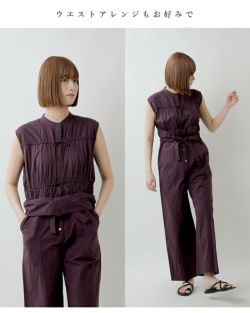 50%OFF】normment ノーメント コットン ギャザー ジャンプスーツ