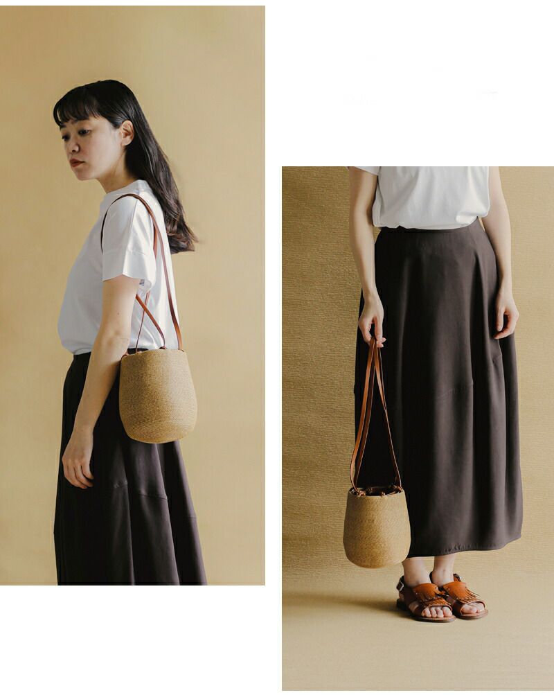 Kamaro'an カマロアン レザーハンドル 2way 巾着 ショルダー カゴ