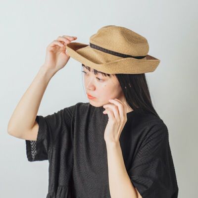 mature ha. マチュアーハ  ペーパーブレード レース リボン ボックス ハット “BOXED HAT 11cm brim lace ribbon / mix brown base” mbox-n101lrmx-yo 2025ss新作 レディース