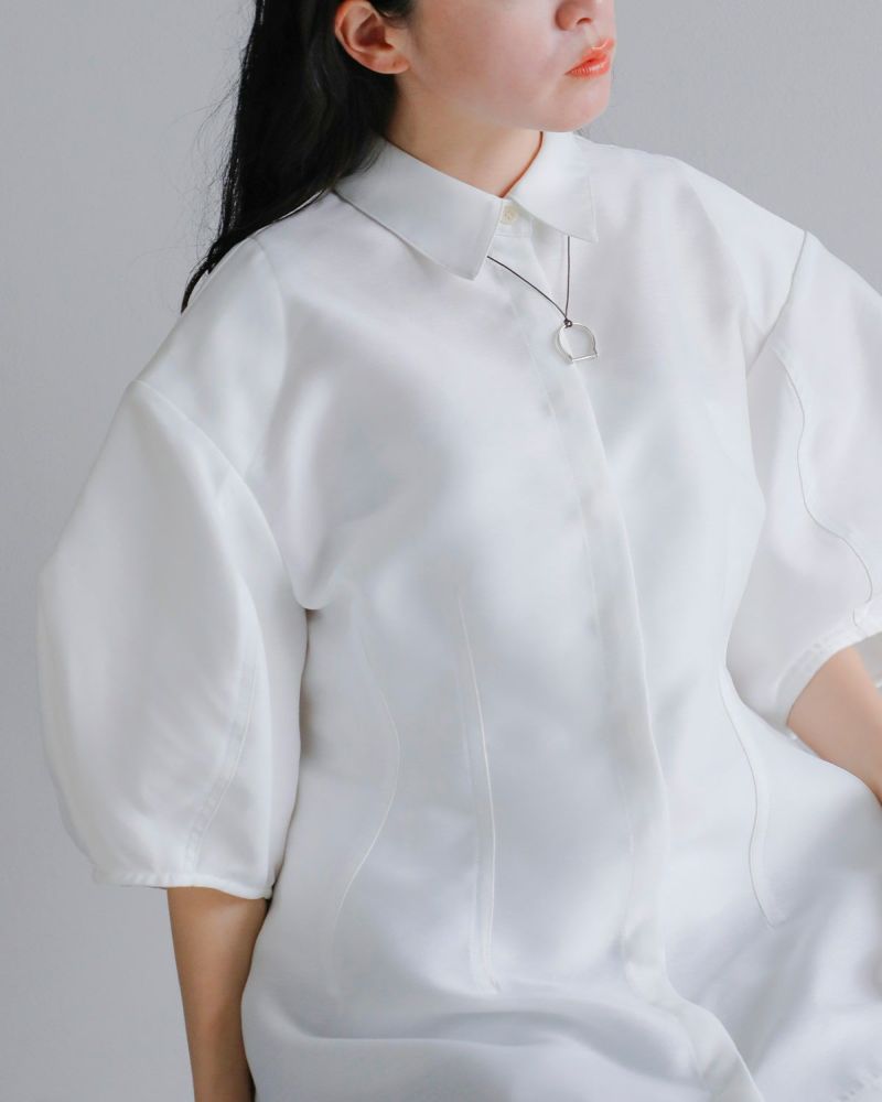 3こ1】【40%OFF】CLANE クラネ ウエスト シェイプ パフスリーブ シャツ