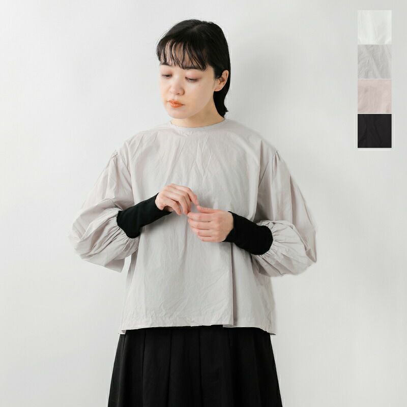 Gauze# ガーゼ コットン モダニスト ギャザー スリーブ ブラウス 
