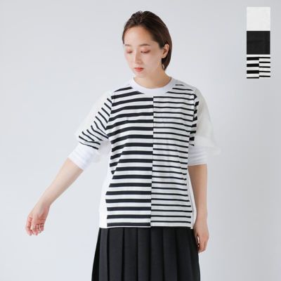 MARECHAL TERRE マルシャルテル コットン天竺 オーガンジー ボリュームスリーブ ジョイント Tシャツ zmt252ct127-kk 2025ss新作 レディース