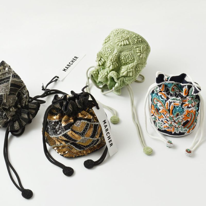 MARCHER マルシェ 巾着 ビーズ ショルダー バッグ beads-shoulder