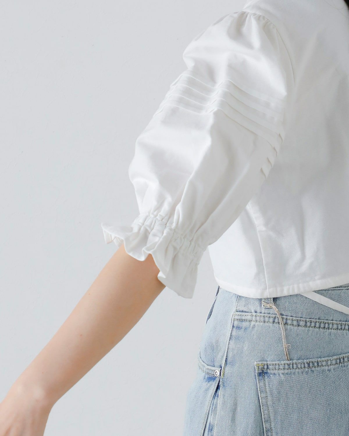 40%OFF】CLANE クラネ ピンタック クロップド ブラウス 18122-4212-kk