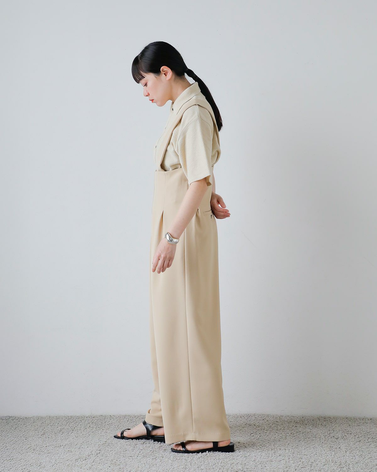 CLANE クラネ ハイウエスト サスペンダー パンツ 18110-7232-kk 2025ss 