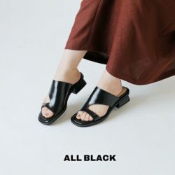 ブランドのギフト アシンメトリー オールブラック BLACK ALL フラット 99 サンダル 靴