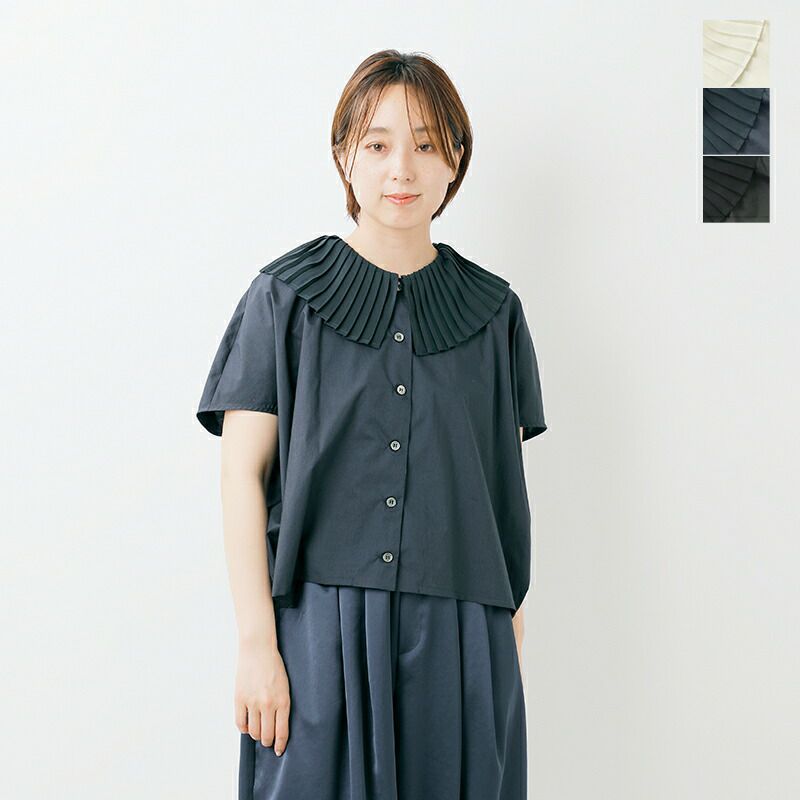 mizuiro ind ミズイロインド コットン プリーツカラー シャツ 2