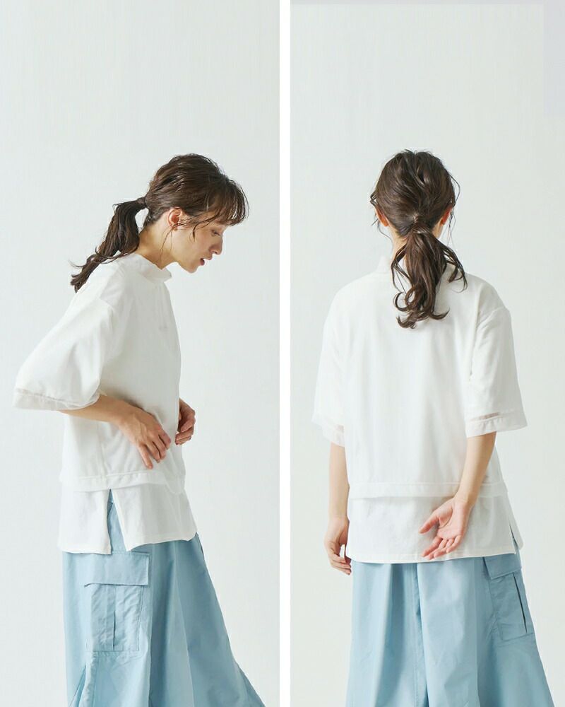 tシャツ 「KELEN / ケレン」 ２P メッシュレイヤードプリントTシャツ ESSA レディース Kelen tシャツ 「KELEN / ケレン」 2P メッシュレイヤード
