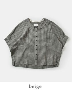 MAGALI マガリ リネン コットン ギンガム フラットカラー