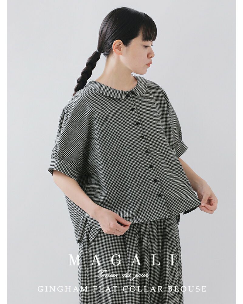 MAGALI｜コットンリネン ボーダー プルオーバーブラウス bl230