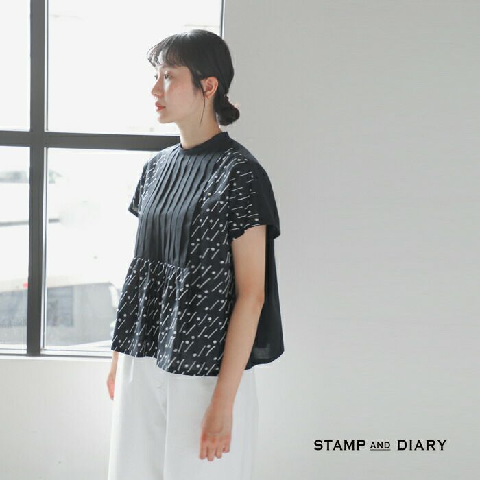 【後払い手数料無料】 STAMP 刺繍 コットン スタンプアンドダイアリー DIARY AND トップス