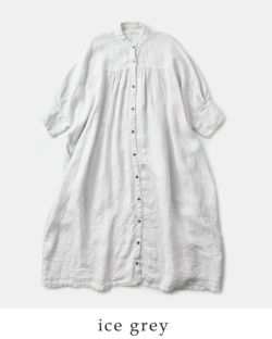 【美品】「Honnete」アイリッシュリネンワンピース Honnete 姉妹伴アイリッシュリネン 半袖ギャザーワンピース 2023