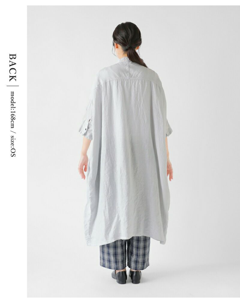 Honnete｜オーバーダイ アイリッシュリネン 半袖 ノーカラー