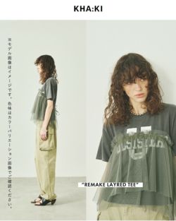 40%OFF カーキ Tシャツ kha:ki コットン天竺 ピグメントダイ リメイク レイヤード Tシャツ “REMAKE LAYRED TEE” mil25scs3455 ☆☆ クーポン対象 50%OFF】kha:ki カーキ コットン天竺 ピグメントダイ リメイク