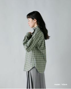 【美品】 LOEFF ロエフ フリルカラーブラウス LOEFF ロエフ オーガニックコットン チェック フリル シャツ
