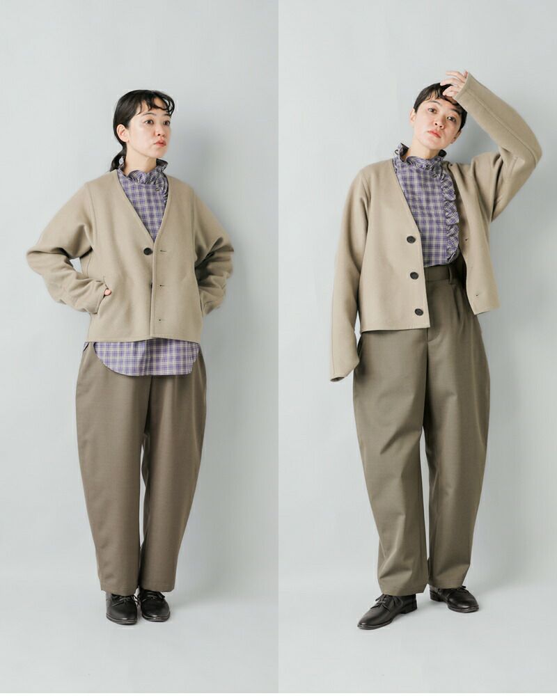 LOEFF ロエフ ウール ギャバ ボンタン トラウザー パンツ 8814