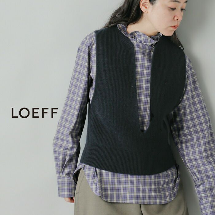 60%OFF】LOEFF ロエフ ウールヤーン 畔編 スリットネック ベスト 8818