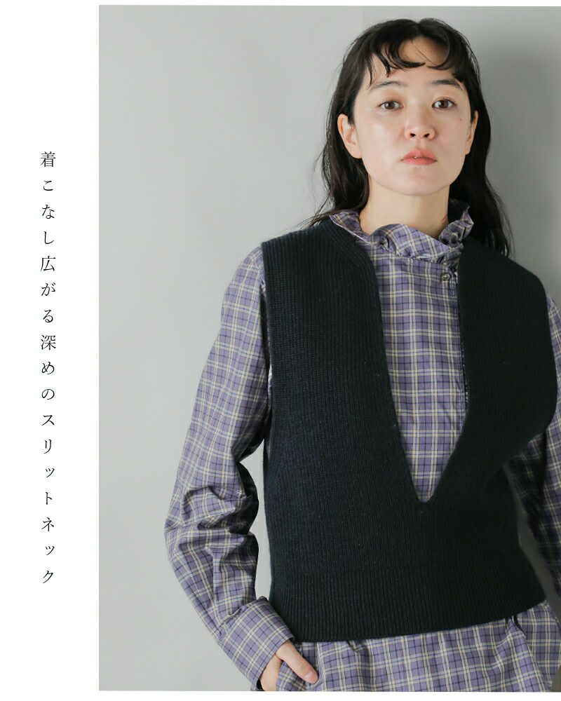 LOEFF ロエフ　ラウンドネックベスト　ブラック 楽天市場】＜LOEFF＞ギャバ ショート ラウンドネックベスト