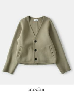 LOEFF ロエフ ウール カシミヤ Vネック ノーカラー ジャケット