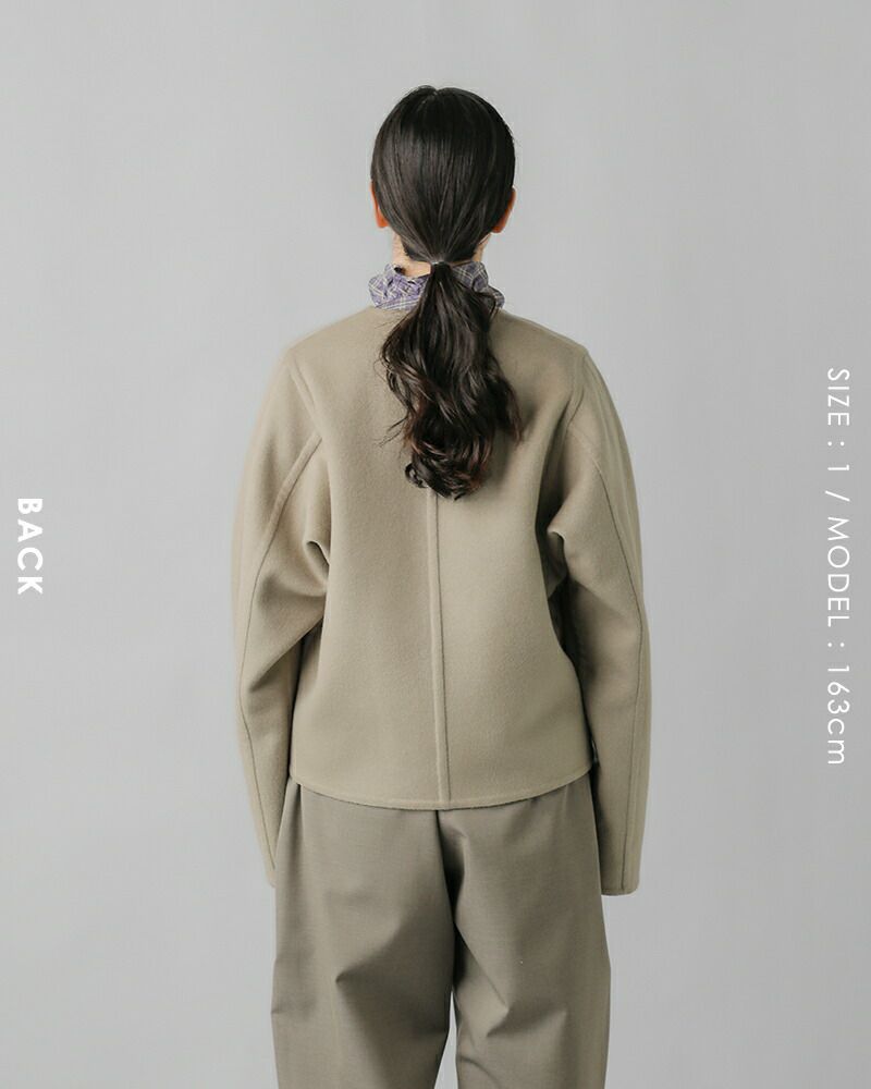 LOEFF ロエフ ウール カシミヤ Vネック ノーカラー ジャケット
