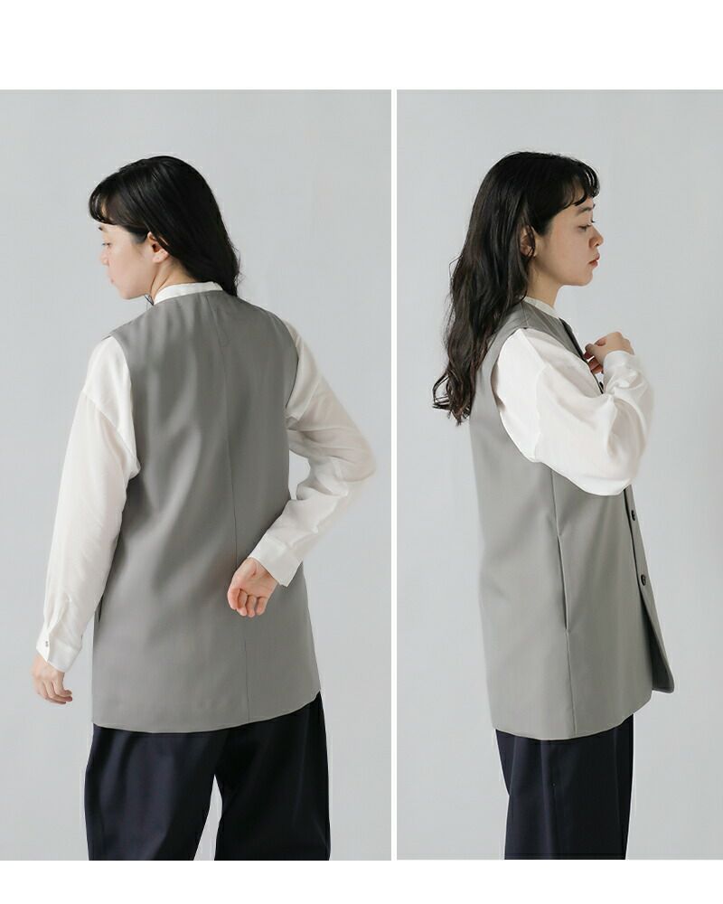てる！LOEFF ロエフ　TW キャバリー ベスト ブラック LOEFF ロエフ ウール ギャバ クルーネック ベスト 8825-209-0133
