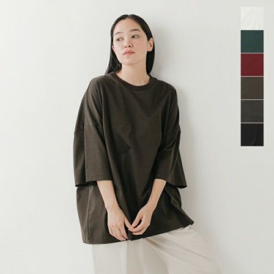 【安心発送】 ミズイロインド ind mizuiro コットン ワイド クルーネック トップス