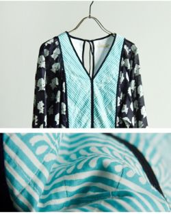 ne Quittez pas ヌキテパ ルータス コンビ プリント ドレス “LOTUS