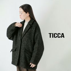 新品 TICCA ティッカ ノーカラー ツイードジャケット フリー TICCA ティッカ ウール ミックスツイード ジャケット コート