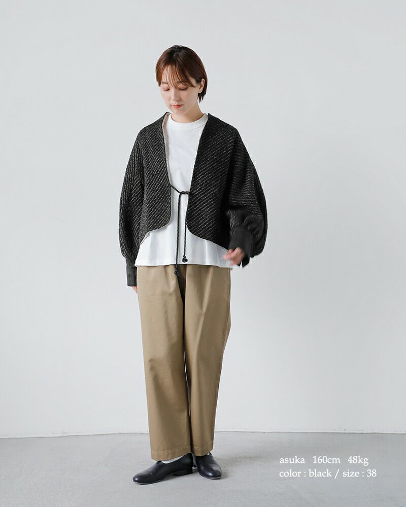 stumbly ショートピージャケット size38 SI-HIRAI スーヒライ ウール スパーキーカルゼ/ヘリンボーン